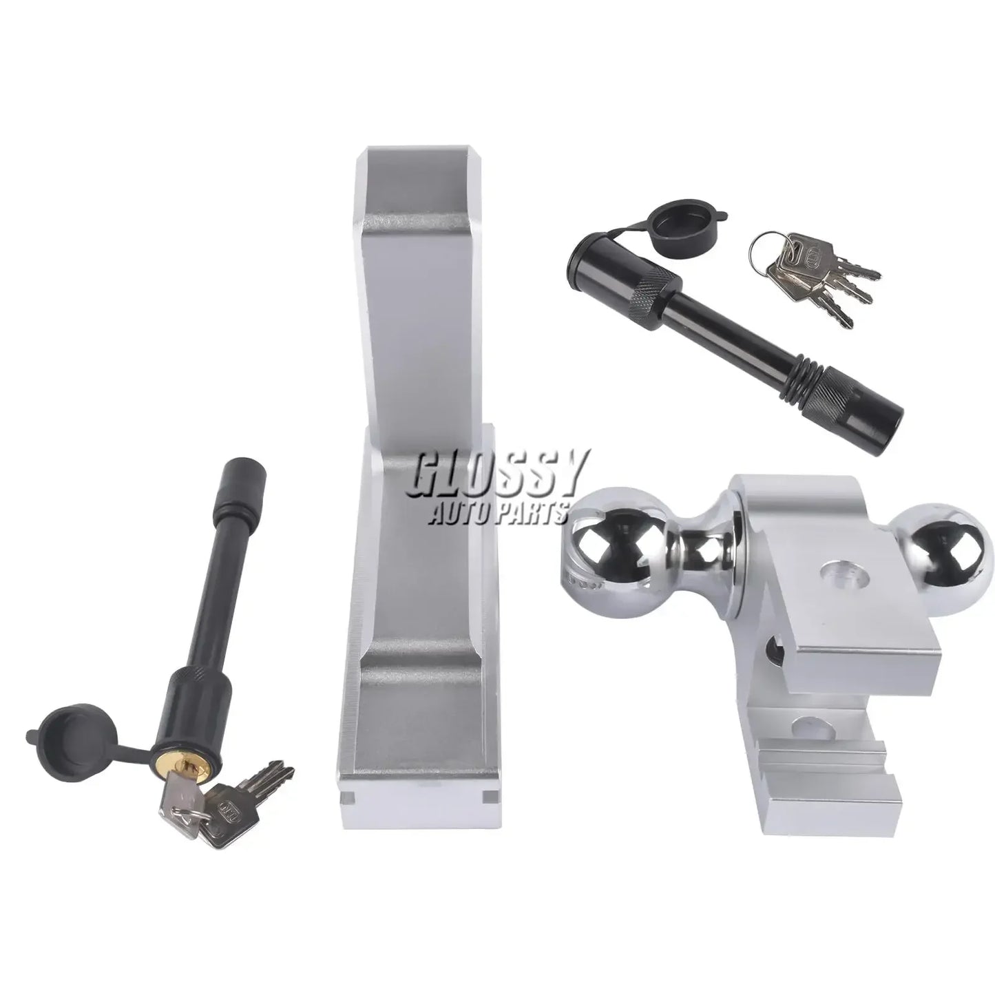 AP03 Aluminum Adjustable Trailer Hitch Fits 2" Receiver, 6" Drop/Rise Drop Hitch, 12500 LBS w/Double Stainless-Steel Locks