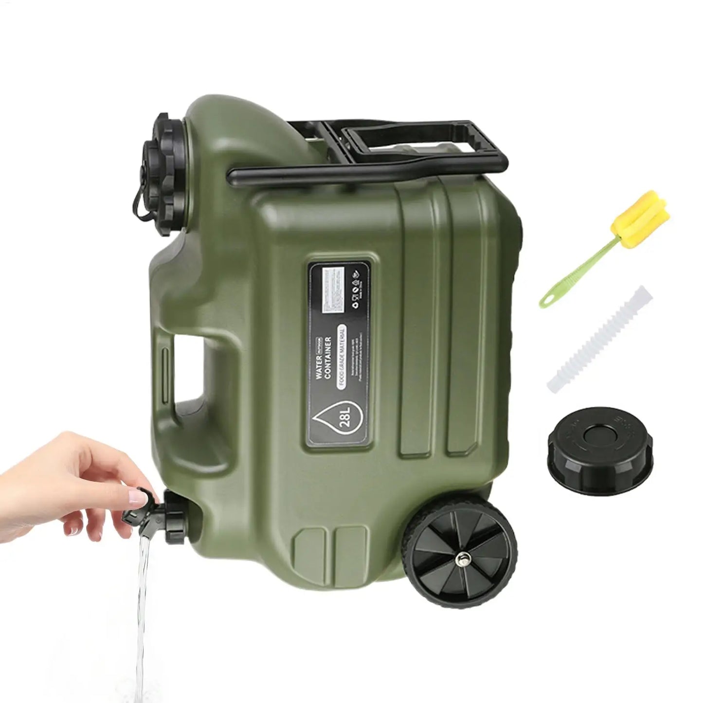 28L Camping Water Container With Faucet Portable Leak-Proof Water Bucket With Wheels Outdoor Water Jug For Picnic accessories