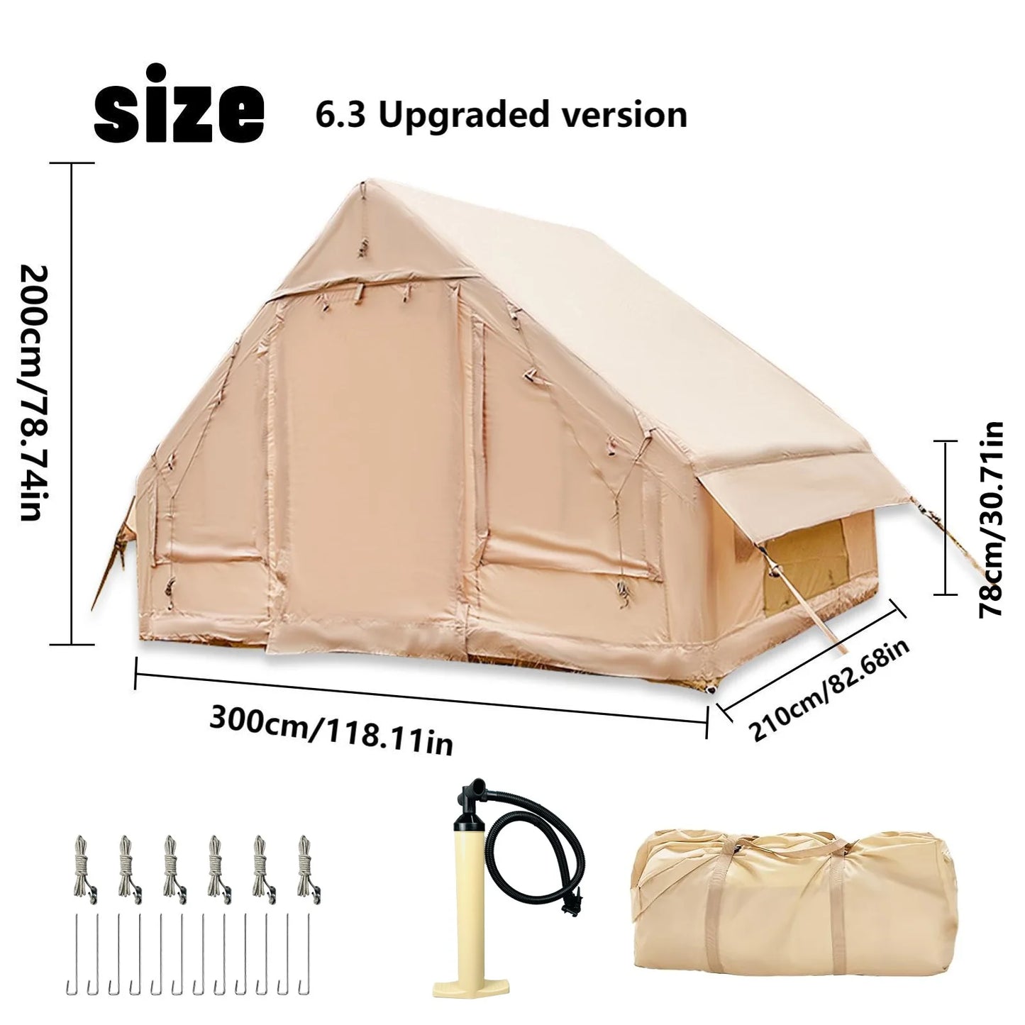 Pakicetus Inflatable Tent With Skylight Quick Setup Family Luxury Tent