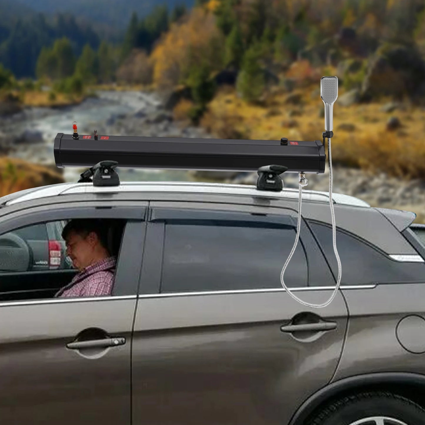 Outdoor 20L Capacity Activities Water Supply, Portable Roof Mount Water Tank Road Shower for Camping SUV Truck Car Washing