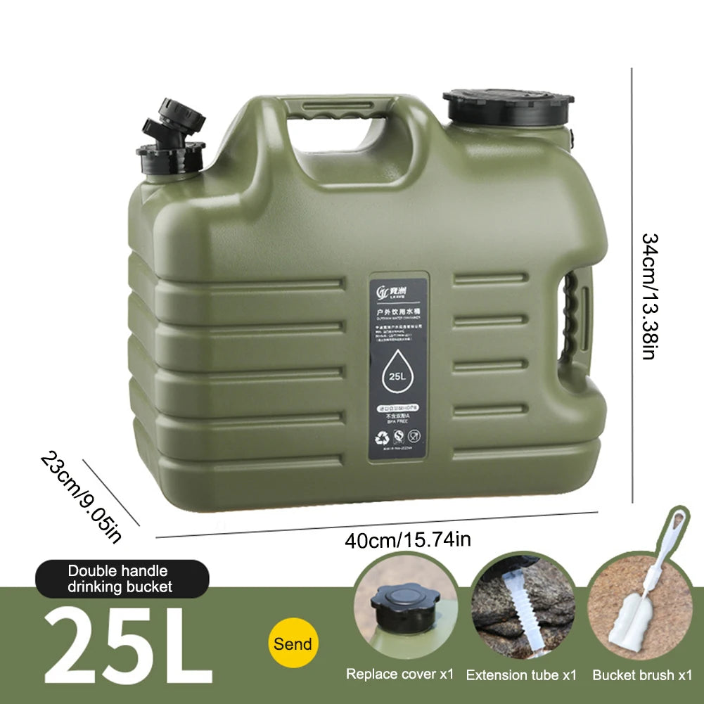 25L Water Containers Jug Portable Camping Bucket Water Storage with Detachable Faucet No Leakage for Outdoor Travel Driving