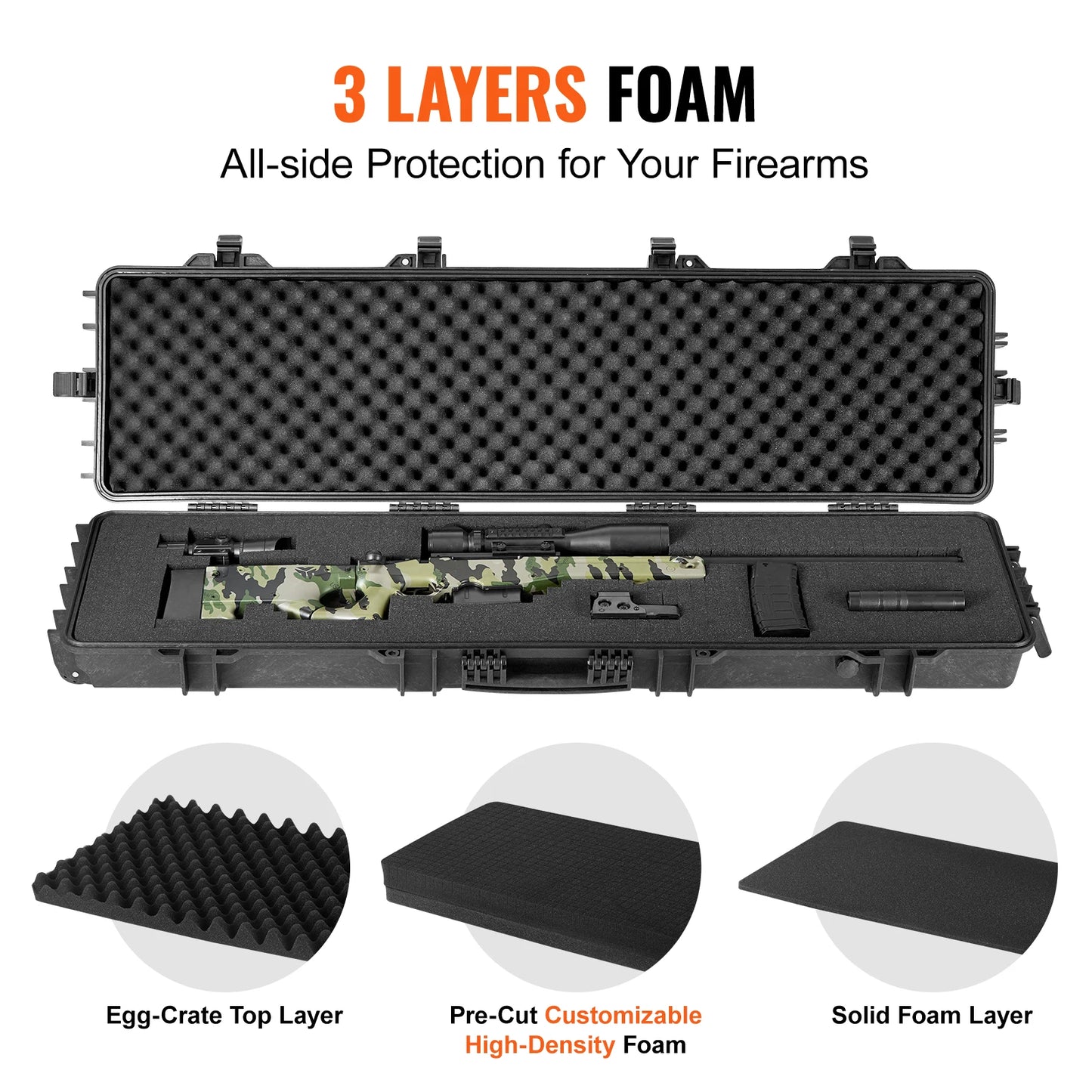 SucceBuy Shockproof Hard Rifle Case With Dual Wheels And Locks