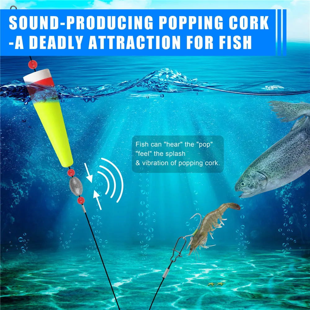 JSHANMEI Fishing Bobbers Popping Corks for Saltwater Float Rig