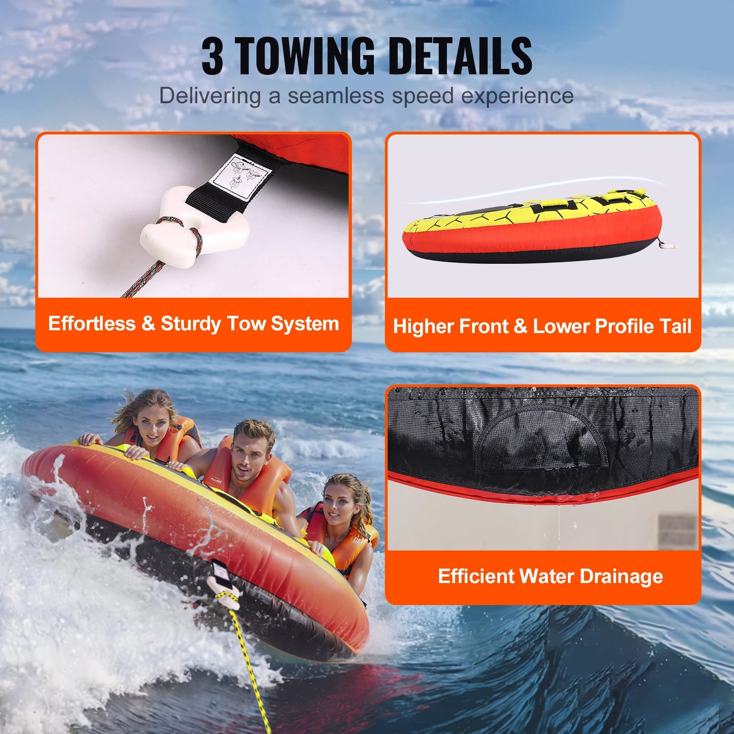 SucceBuy Towable Tube for Boating 1-3 People Water Sports