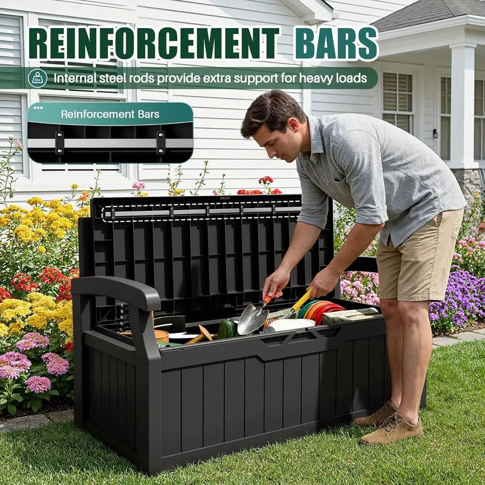 Devoko 80 Gallon Storage Bench Deck Box Lockable or Patio urniture, Garden Decor and Outdoor Seating or Cushions, Garden Tools a