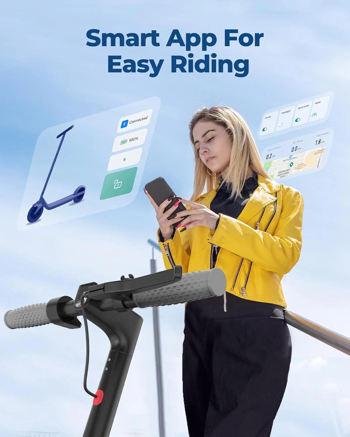 AOVOPRO AP07 Electric Scooter 19MPH App Control Foldable Long Range