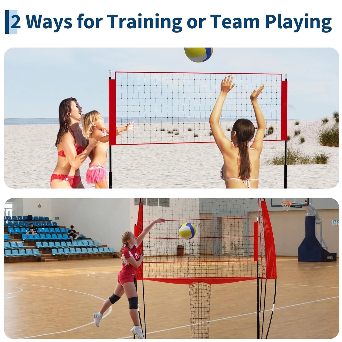 HiMISS Volleyball Practice Net Adjustable Height Training Equipment