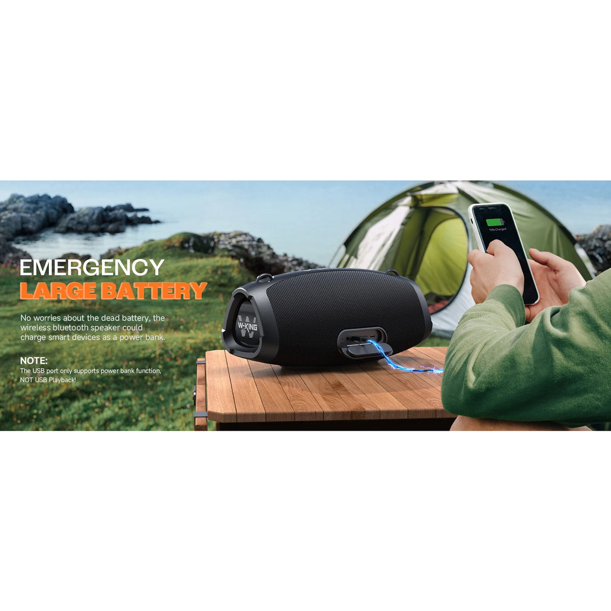 W-King X10 Portable Bluetooth Speaker With Heavy Bass And Waterproof