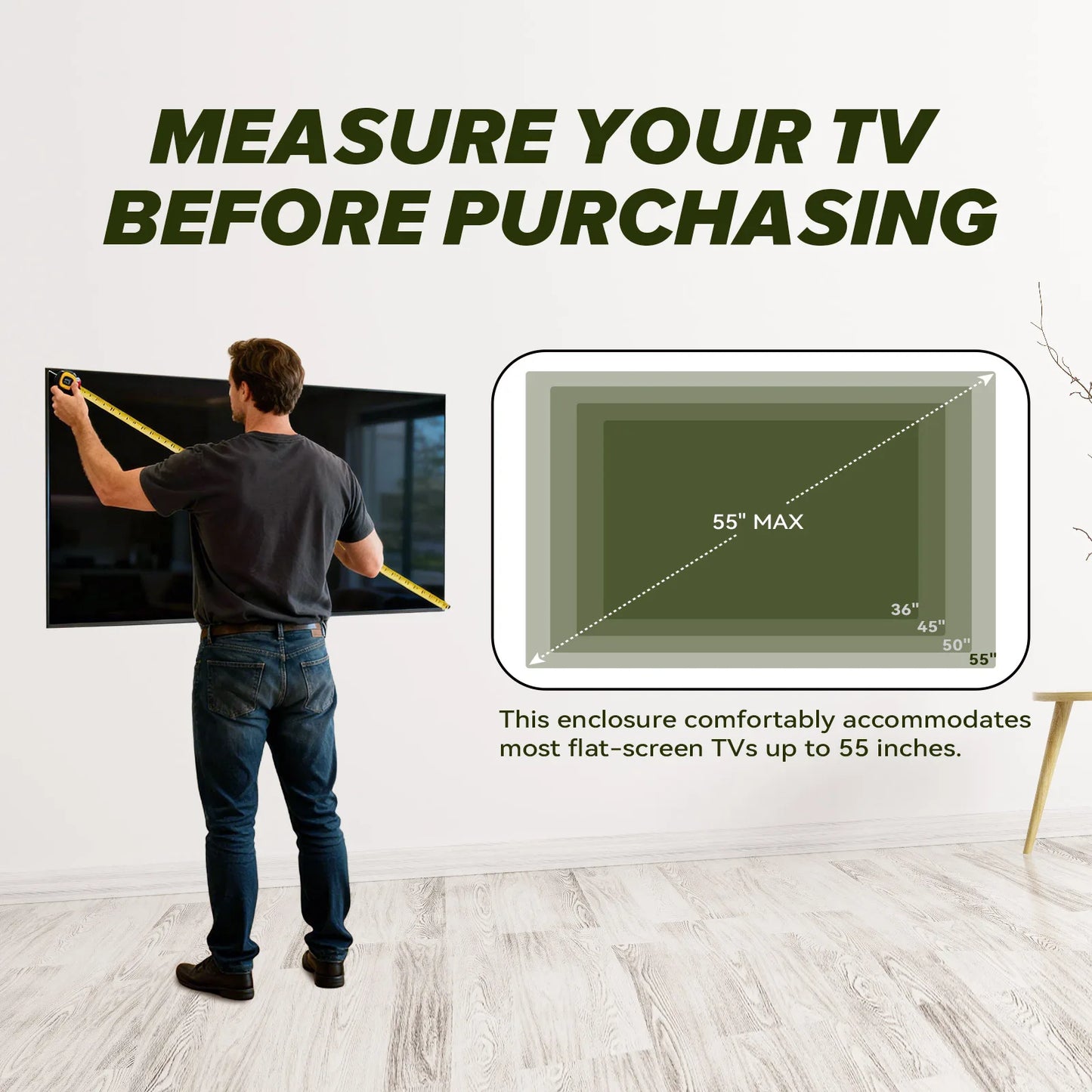 US Stock 55" Metal Outdoor TV Enclosure Weatherproof IP65 Shield Box Full Motion Pull-Out Bracket Included for Outside Patio