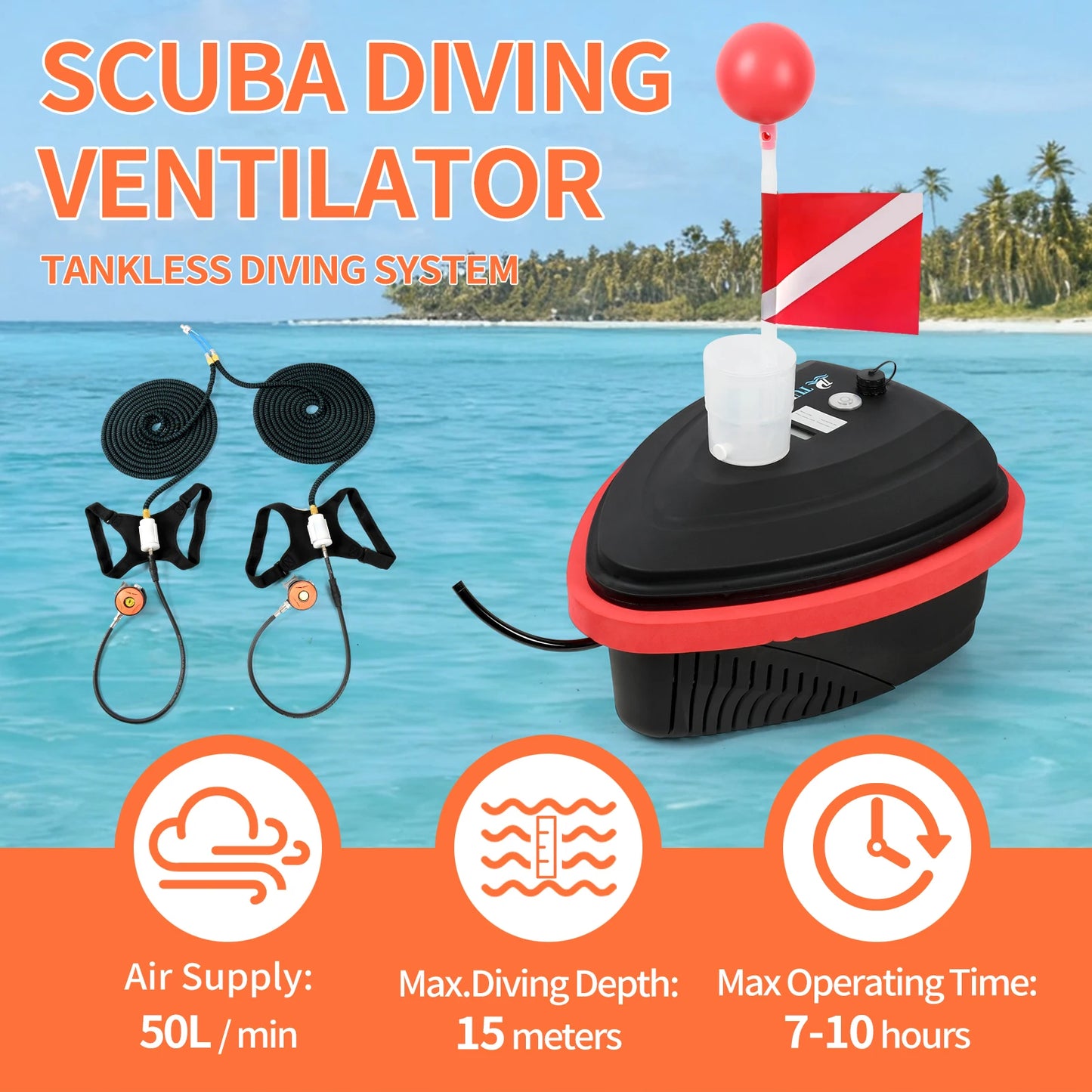 TUDIVING Tankless Diving System Portable Hookah 7 To 10 Hours