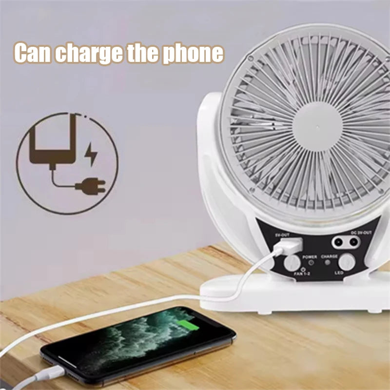 HUANJI Solar Powered Multifunction Fan With LED Emergency Light USB