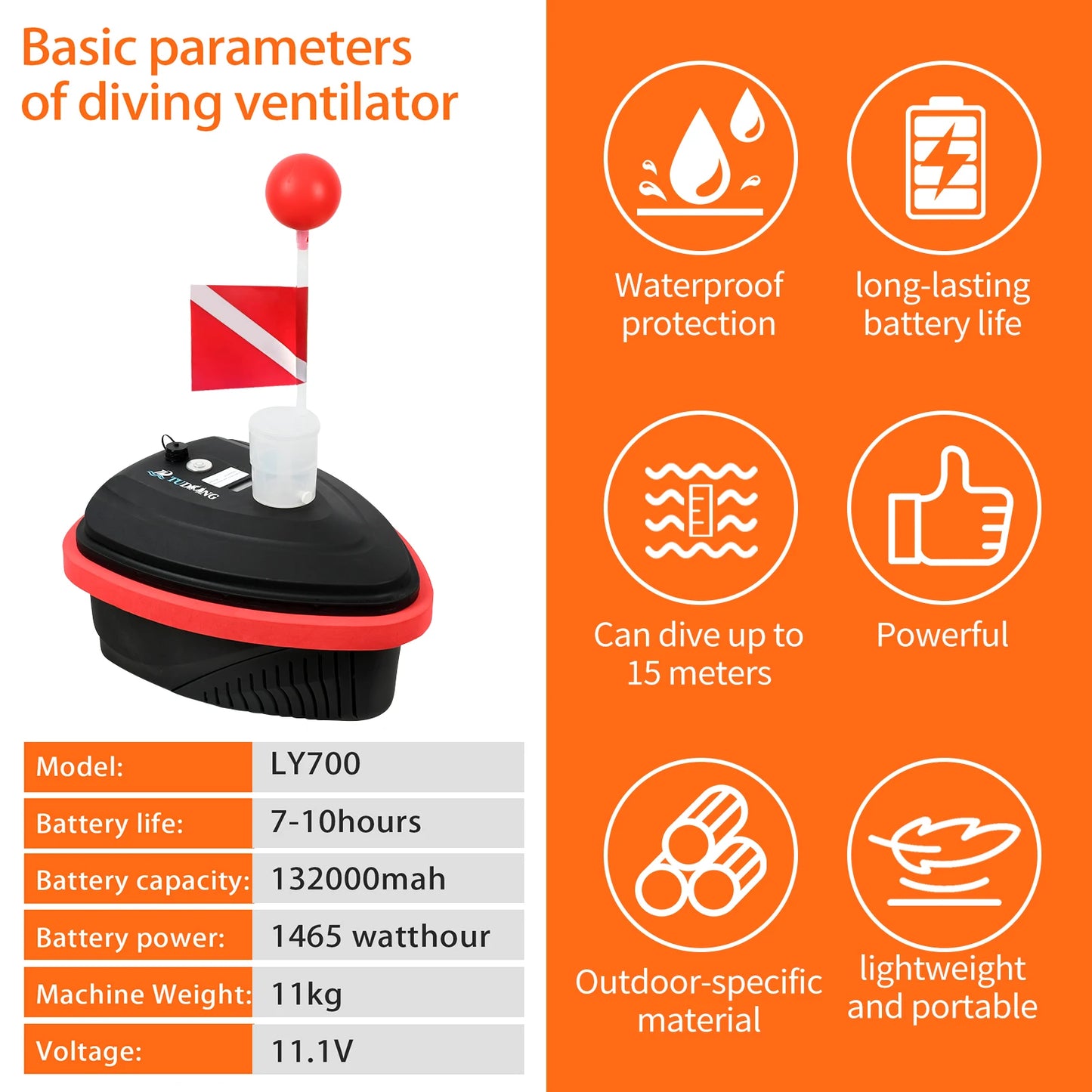 TUDIVING Tankless Diving System Portable Hookah 7 To 10 Hours
