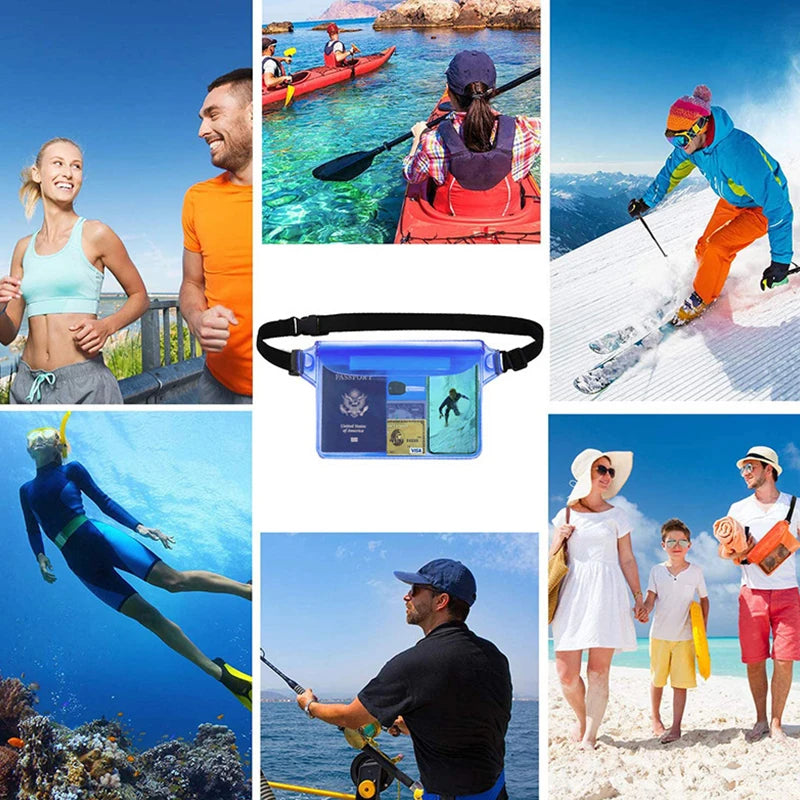 Waterproof Phone Pouch Portable Diving Waist Pack Adjustable Waist Strap Dry Bag for Beach Swimming Kayaking Boating Fishing