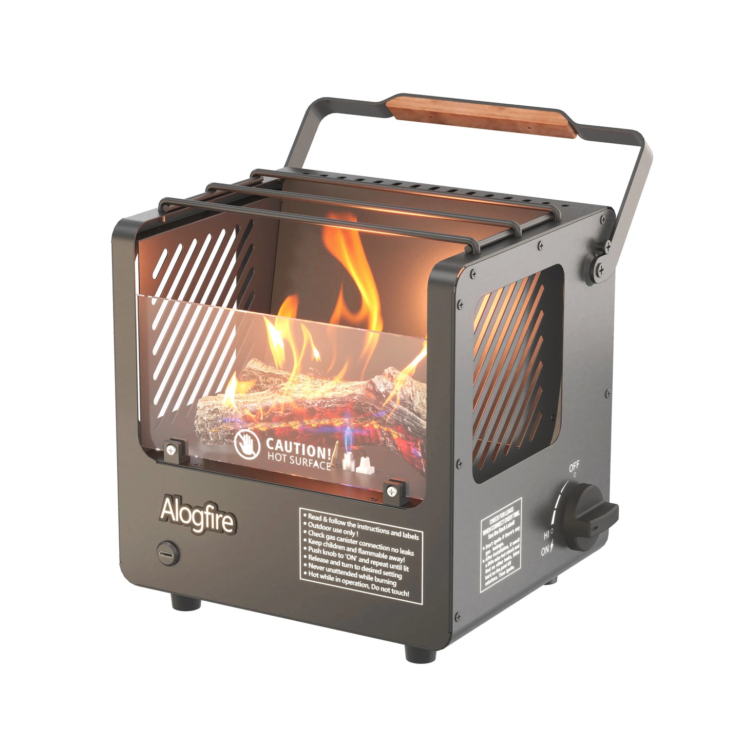 Alogfire 3-in-1 Mini Portable Gas Fire Pit, Real Flame, Outdoor Patio Heater, Camping Fireplace Stove for Warmth And Ambiance