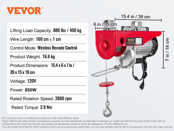 SucceBuy Electric Hoist With Wired And Wireless Remote Control