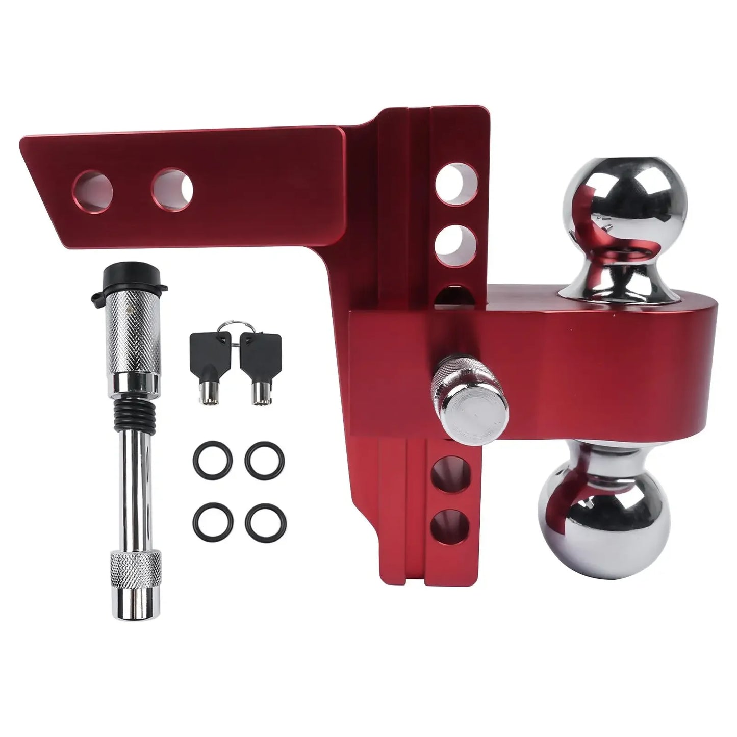 AP03 Red Adjustable Trailer Hitch Fits 2-inch Receiver 6-inch Drop Solid Tube Hitch -12500 LBS