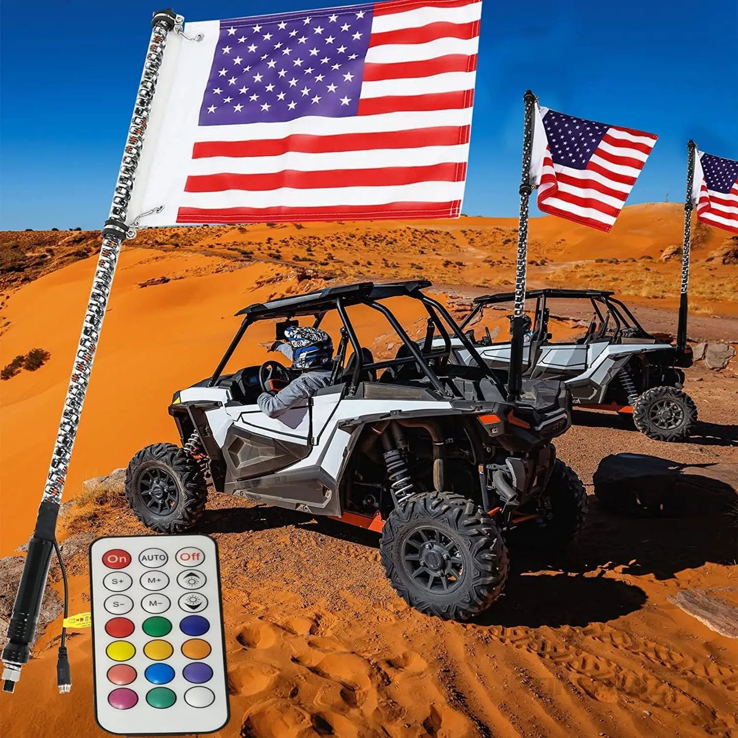 LED Whip Light With App Remote Control RGB Spiral Offroad