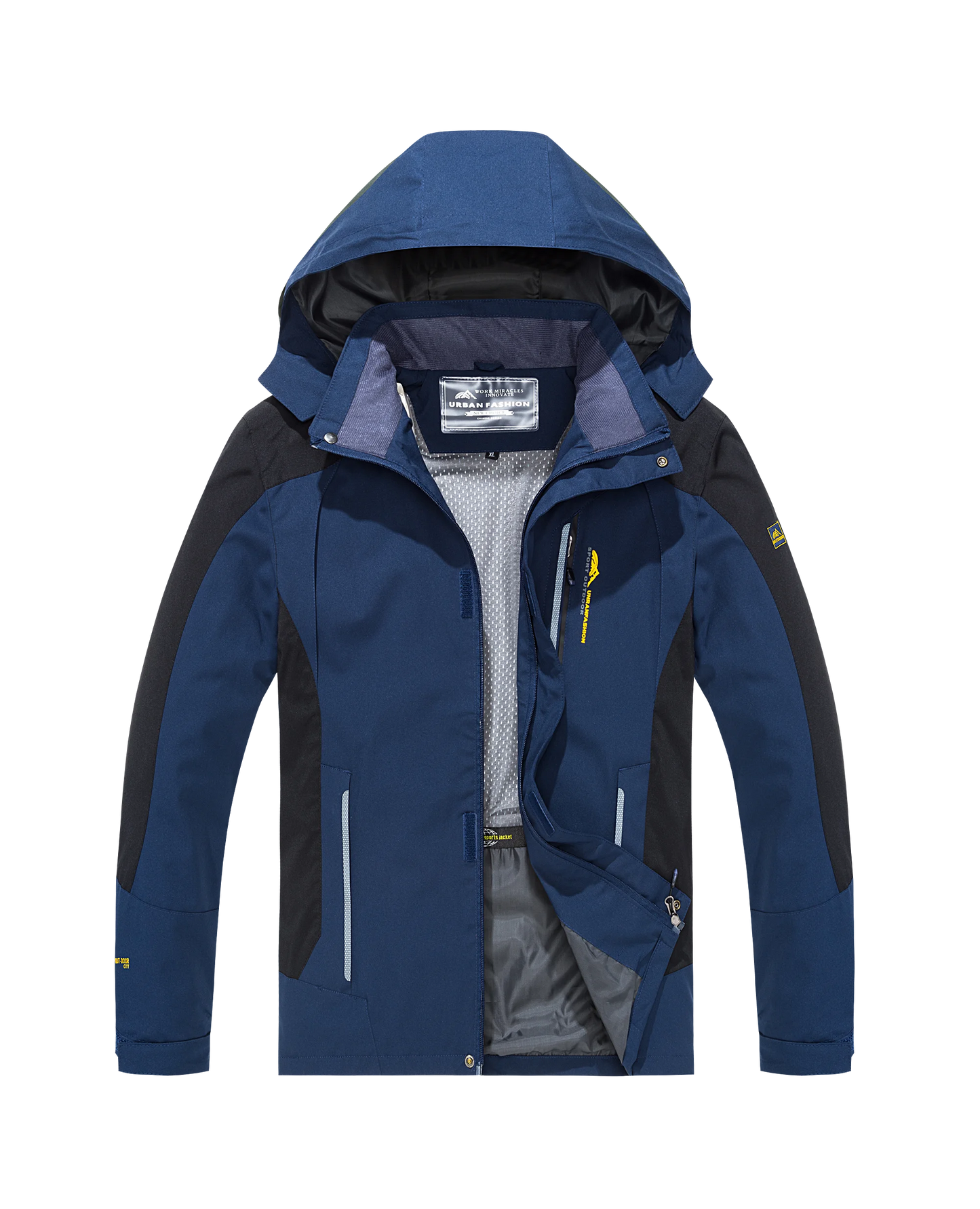 NONECN Men's Waterproof Hiking Jacket Windproof Outdoor Coat For Trekking
