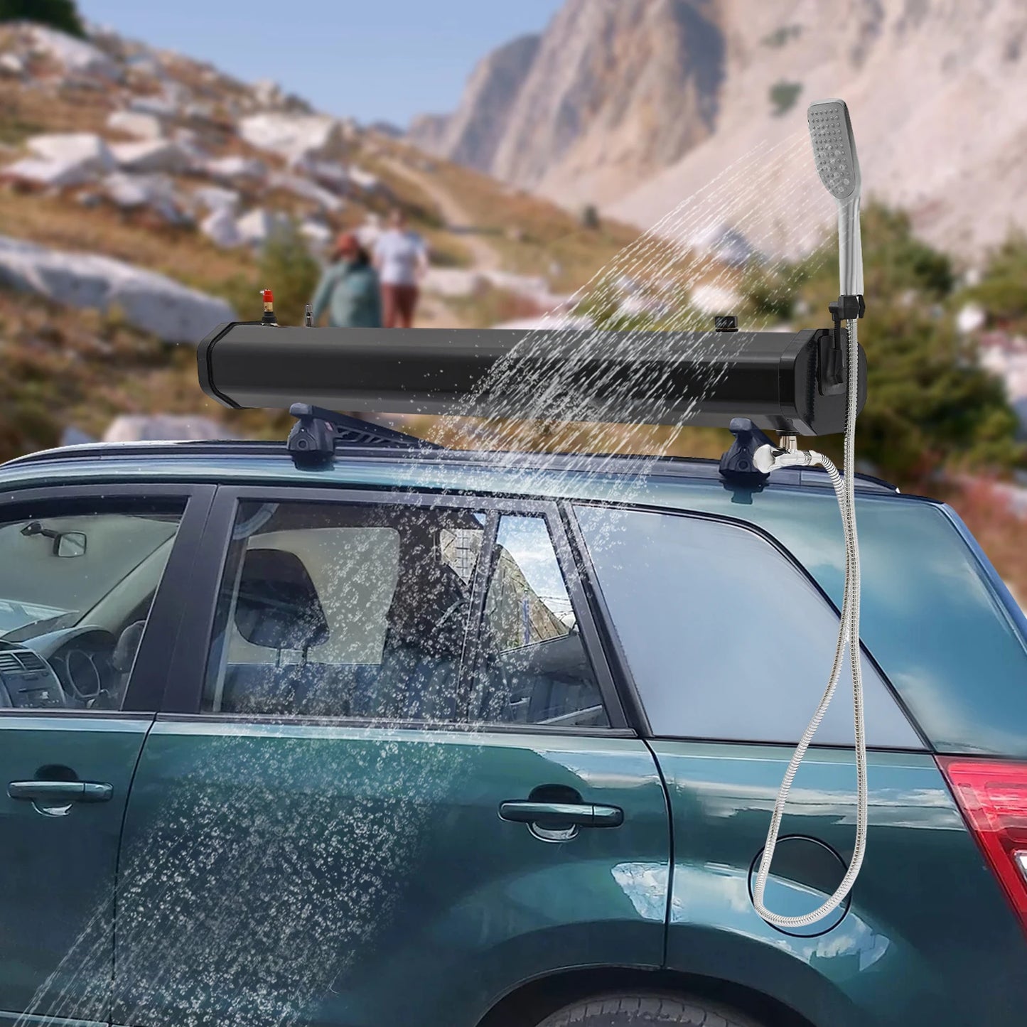 Outdoor 20L Capacity Activities Water Supply, Portable Roof Mount Water Tank Road Shower for Camping SUV Truck Car Washing