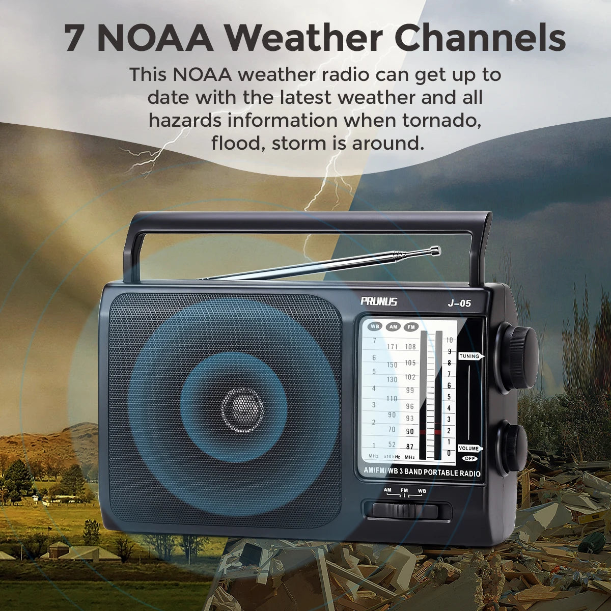PRUNU NOAA Weather AM FM Portable Radio