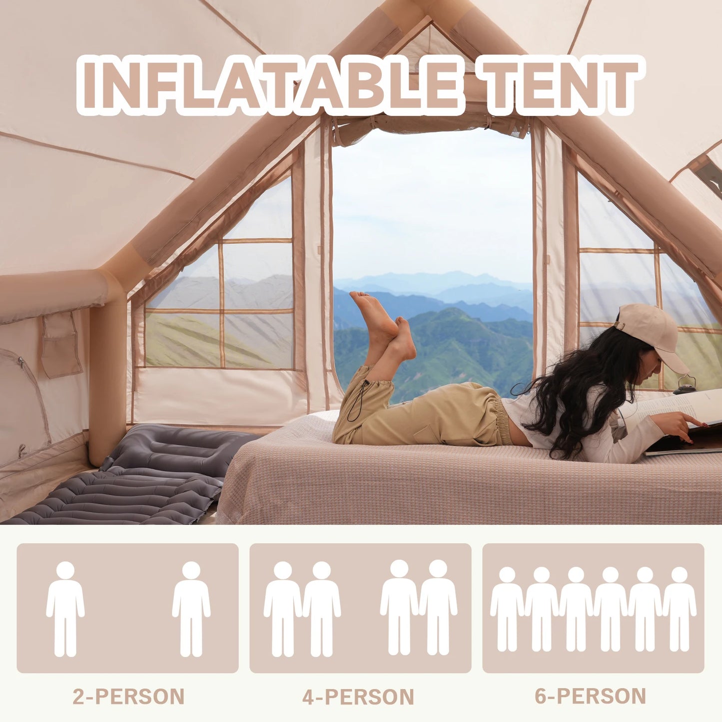 Pakicetus Inflatable Tent With Skylight Quick Setup Family Luxury Tent