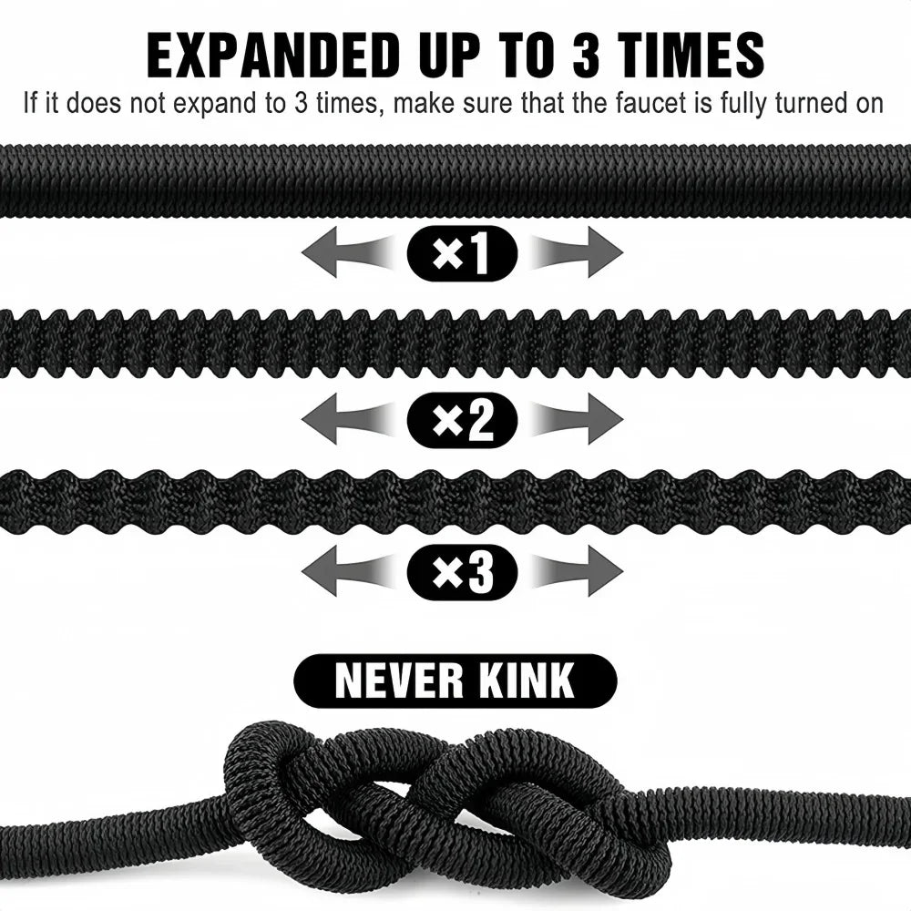 Expandable Garden Hose Kit Flexible Lightweight For Lawn Car Wash