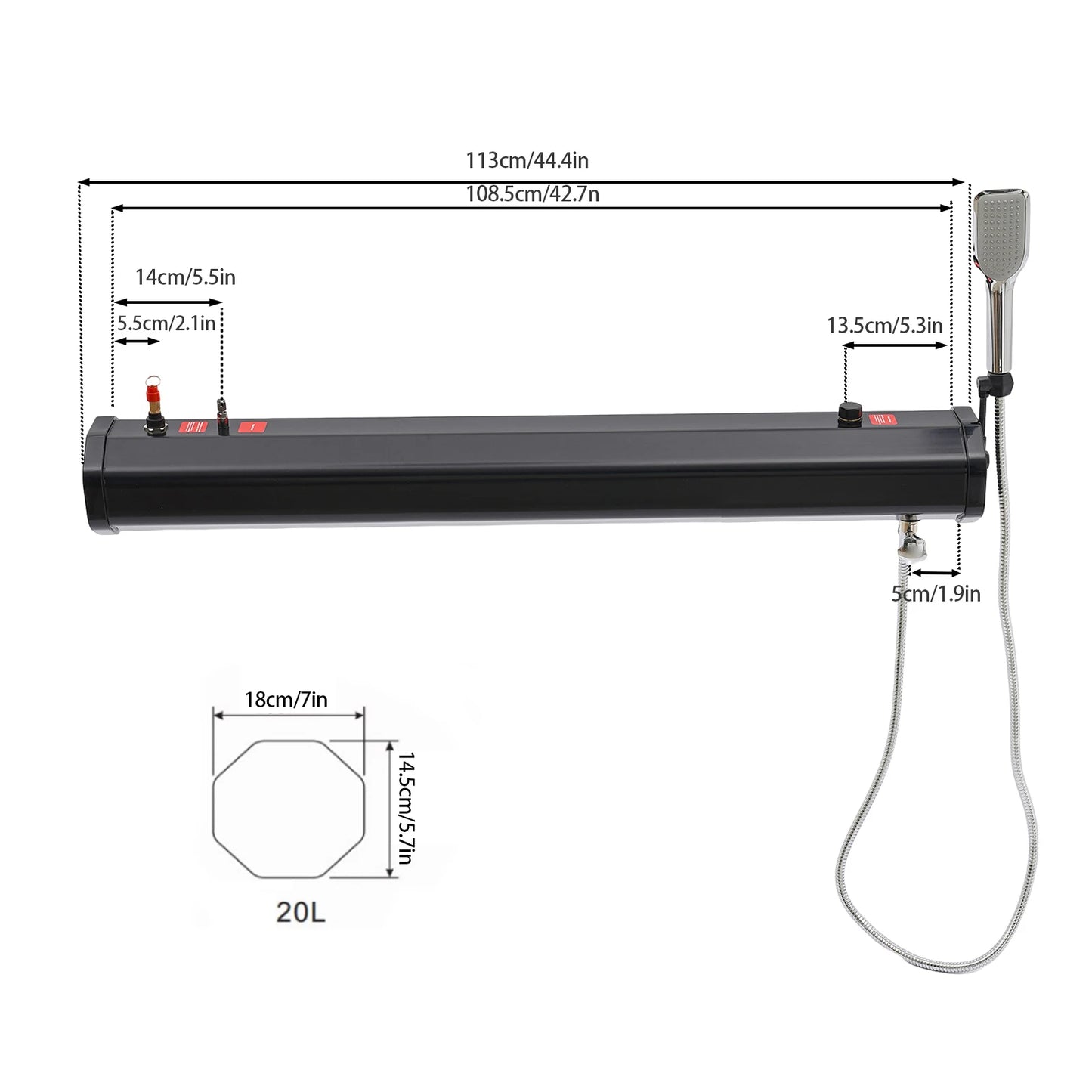 Outdoor 20L Capacity Activities Water Supply, Portable Roof Mount Water Tank Road Shower for Camping SUV Truck Car Washing