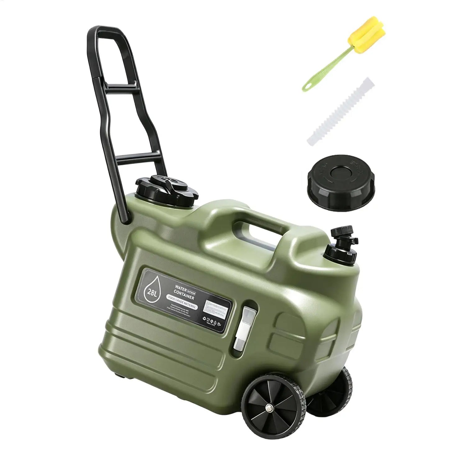 28L Camping Water Container With Faucet Portable Leak-Proof Water Bucket With Wheels Outdoor Water Jug For Picnic accessories