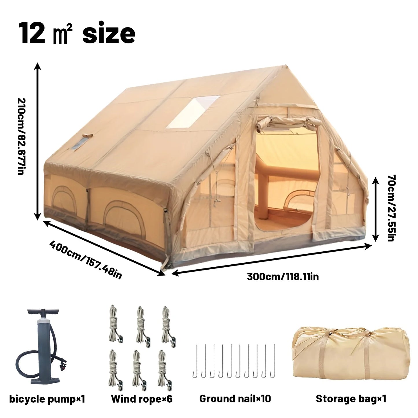 Pakicetus Inflatable Tent With Skylight Quick Setup Family Luxury Tent