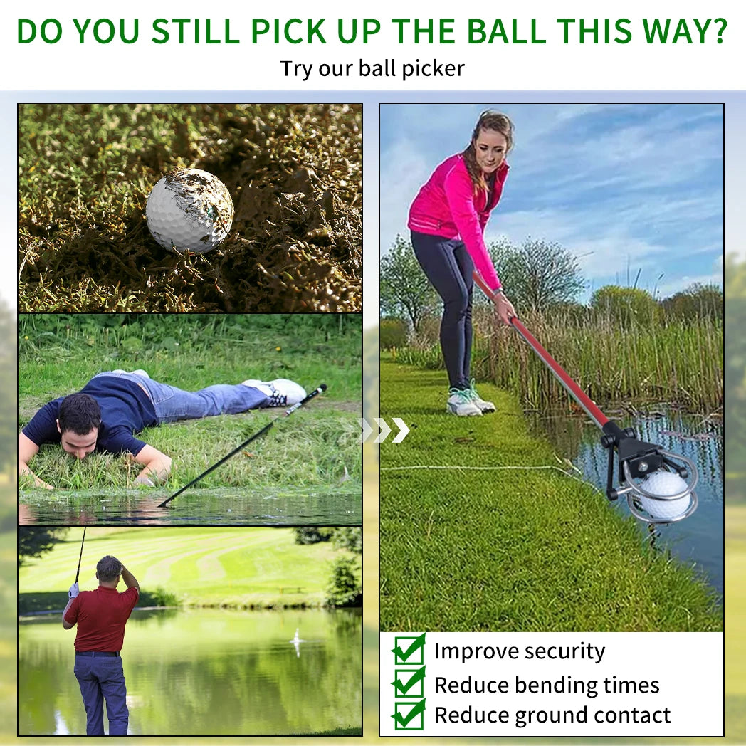 Caiton Golf Ball Retriever, Telescopic Aluminum Shaft, Lightweight and Durable, Easily Retrieve Balls, Save Time and Enjoy Golf
