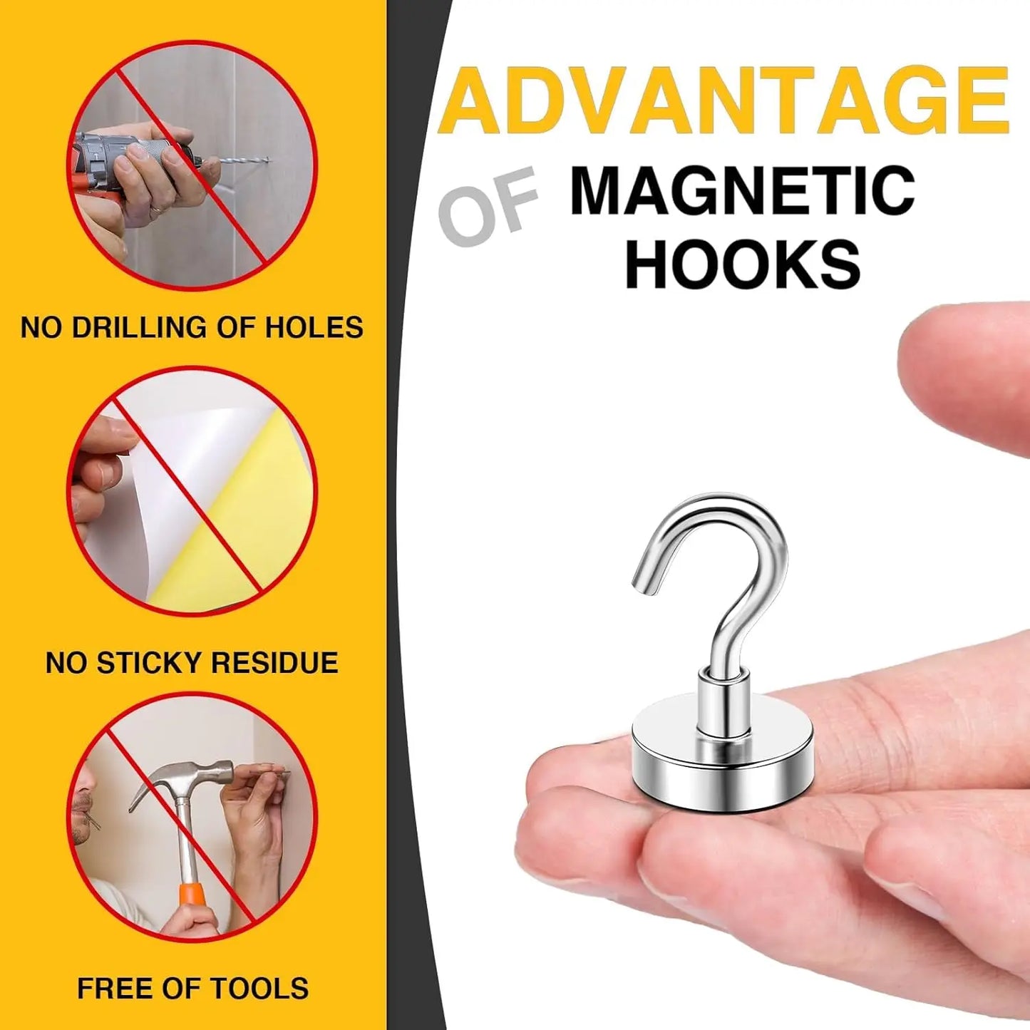 Magnetic Hooks 30lbs Heavy Duty Strong Magnets for Refrigerator Fridge Cruise Cabin Kitchen Home Easy to Assemble Wide