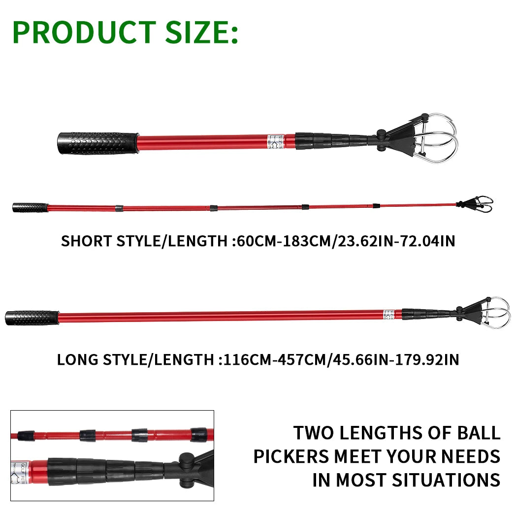 Caiton Golf Ball Retriever, Telescopic Aluminum Shaft, Lightweight and Durable, Easily Retrieve Balls, Save Time and Enjoy Golf