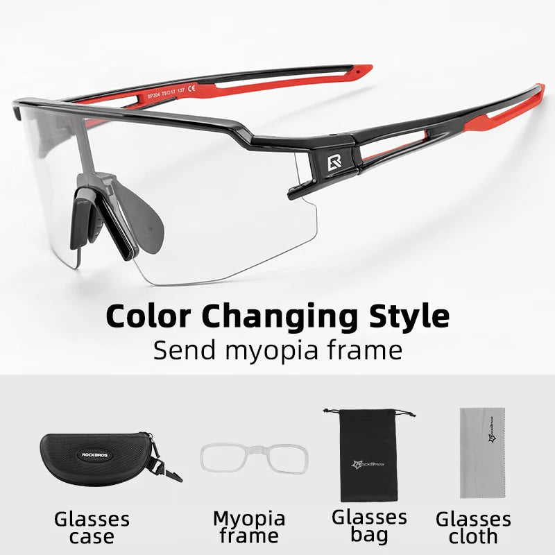 ROCKBROS Local Shipping Photochromic Cycling Sunglasses Eyewear UV400 Bicycle Glasses Outdoor Sports Bike Fishing Goggles