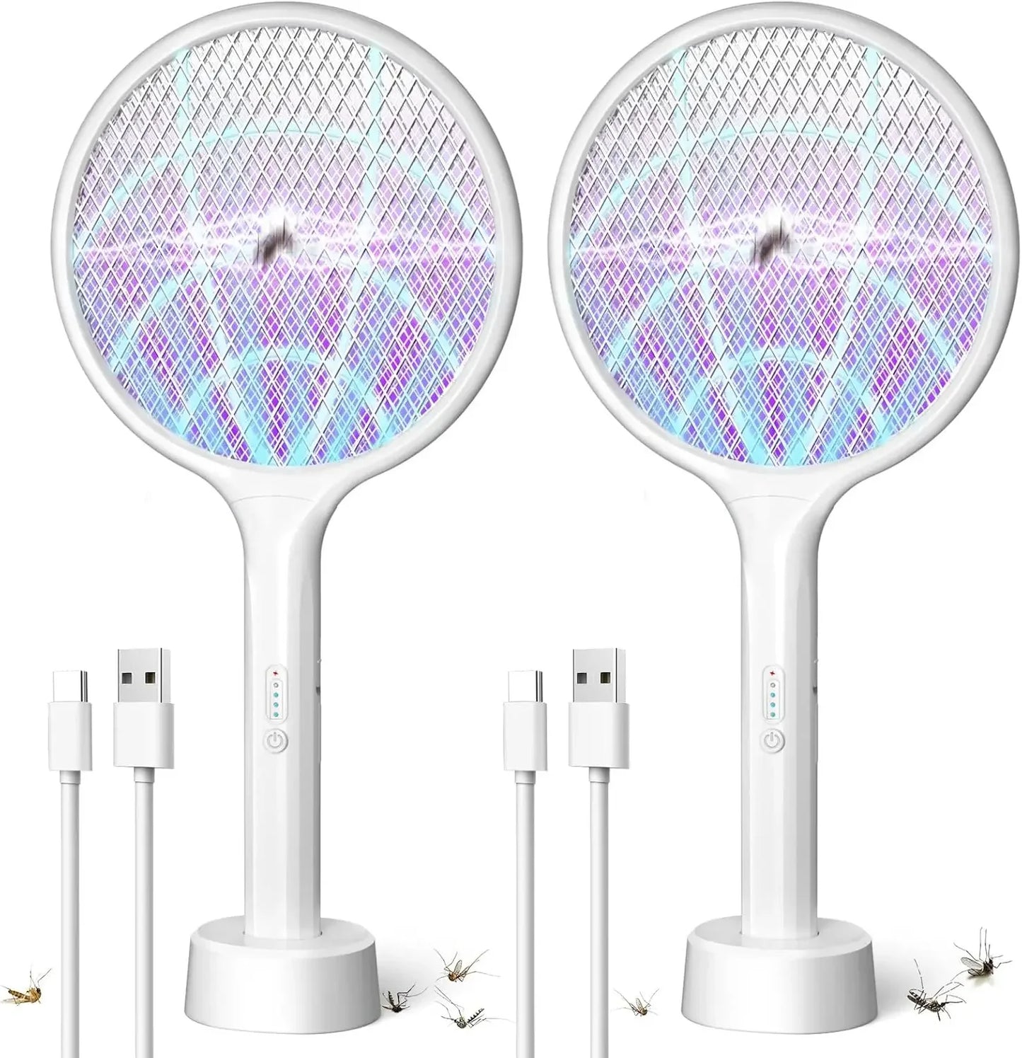 Two Pack Electric Fly Swatter Bug Zapper Racket