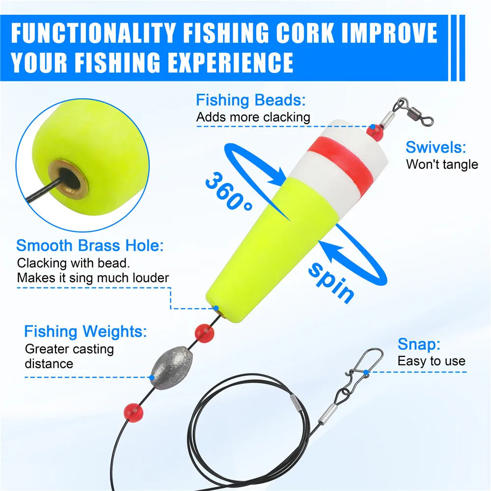 JSHANMEI Fishing Bobbers Popping Corks for Saltwater Float Rig