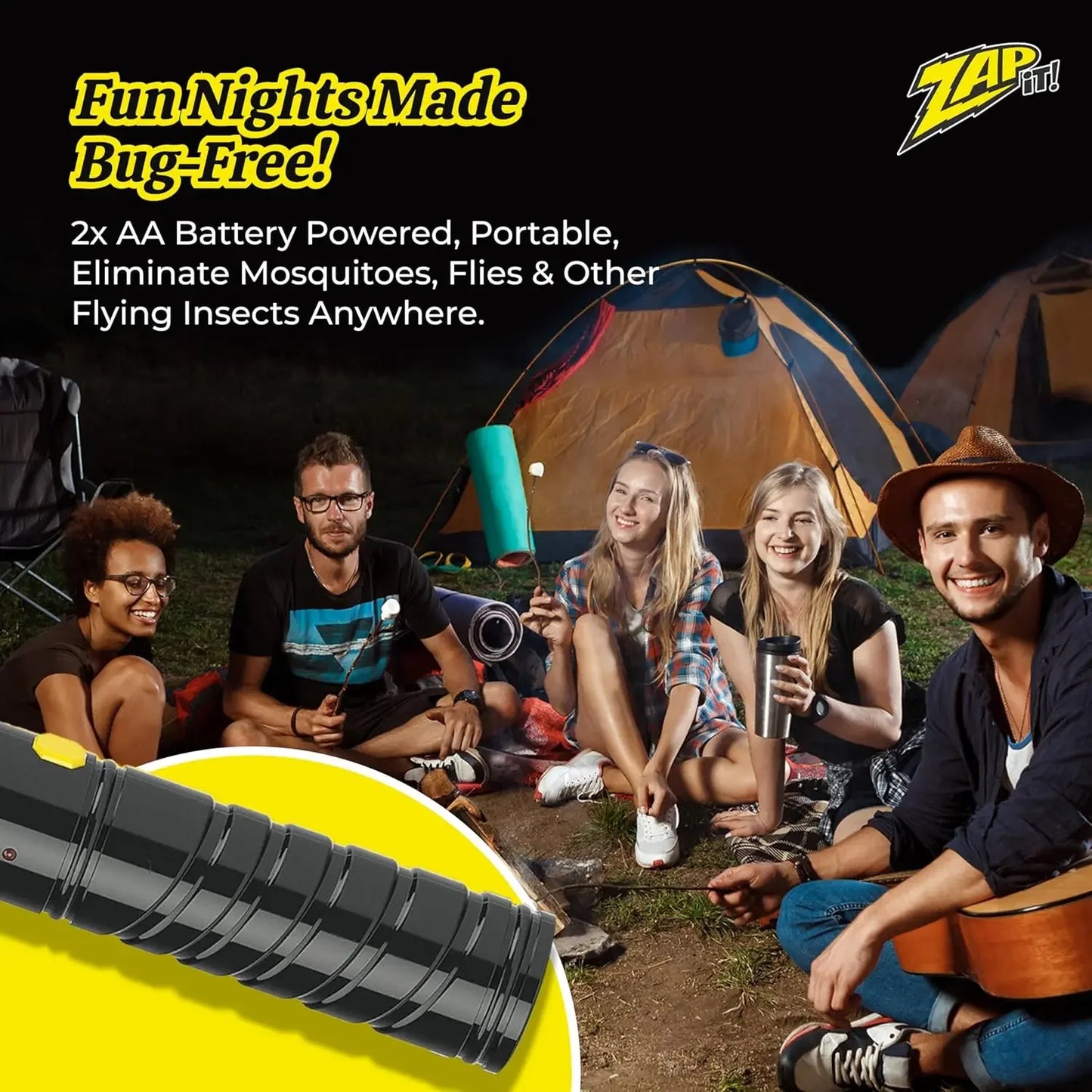 Electric Fly Swatter Racket 3500V Bug Zapper Battery Powered
