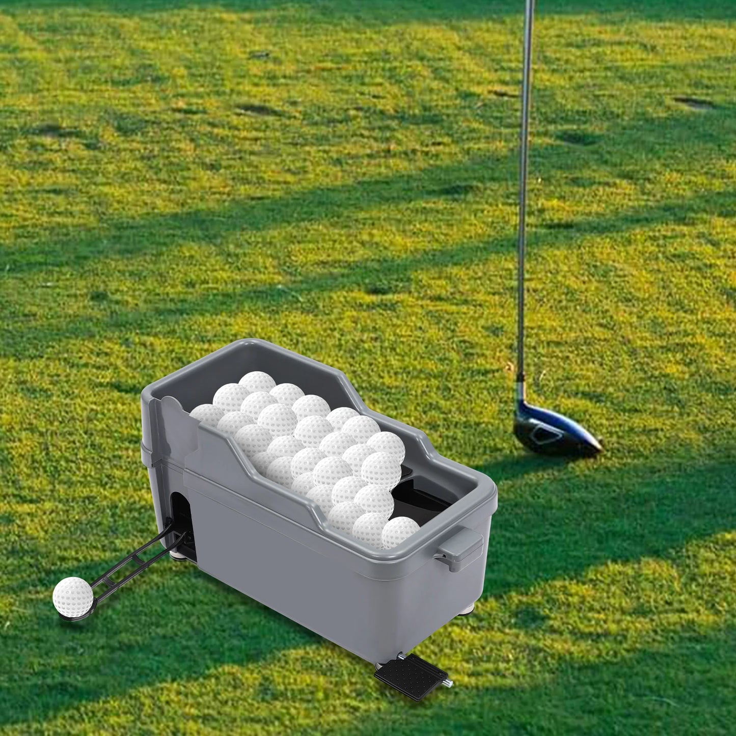 Semi-Automatic Golf Ball Dispenser, Capacity Foot Pedal Golf Tee Machine, Portable Golf Ball Feeder for Driving Range Practice, No Power Required