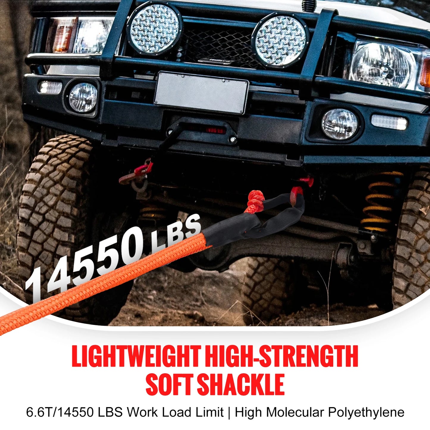 SucceBuy 2Pcs Synthetic Soft Shackle Rope 44092lbs Tow Shackle Strap with Protective Sleeve for Jeep Off-Road Vehicles Recovery