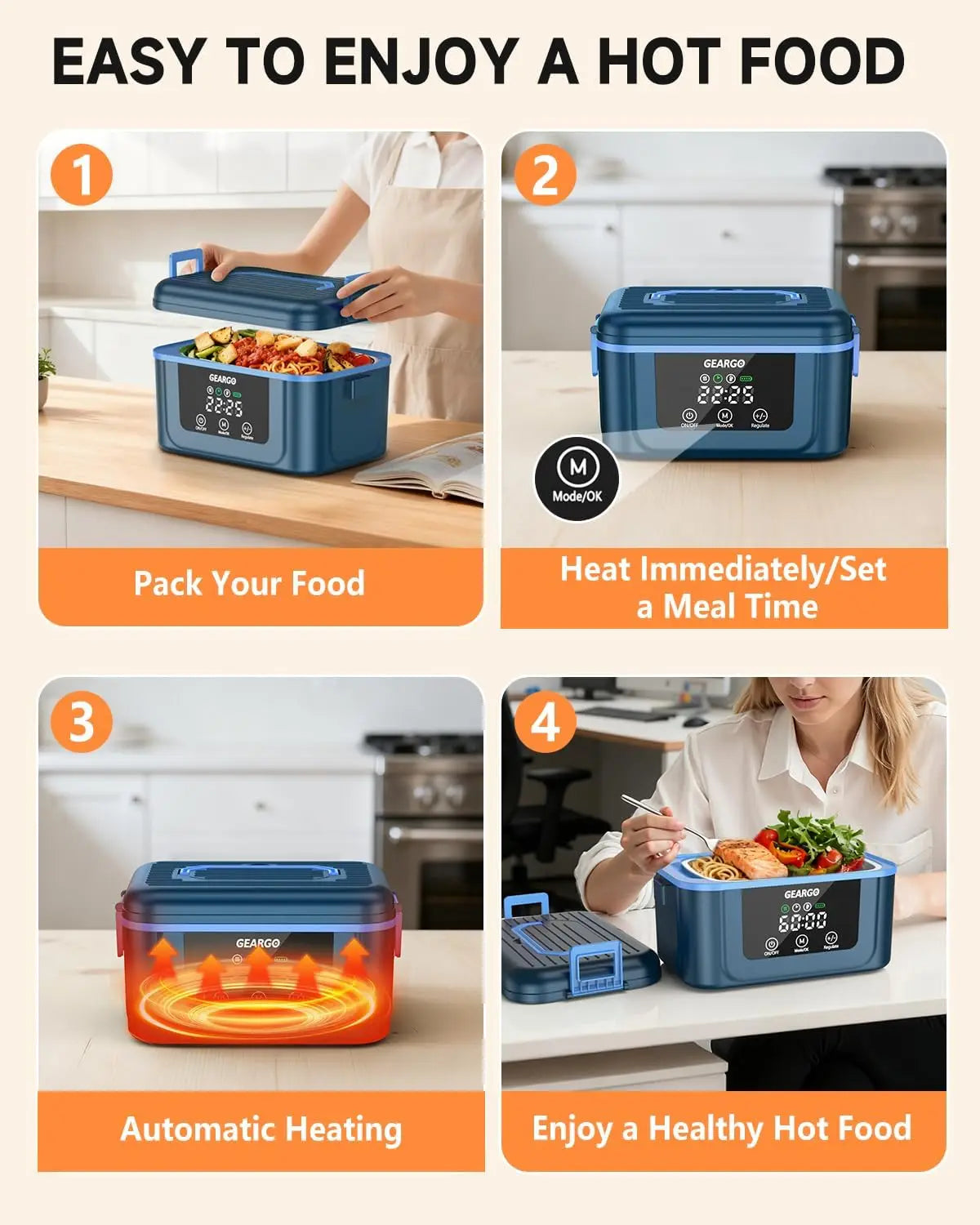 Cordless Electric Lunch Box With Self Heating Function