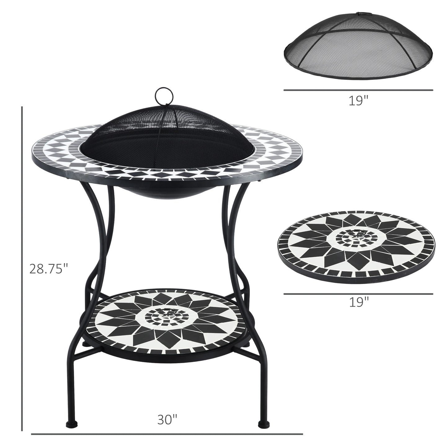 Outsunny Wood Burning Fire Pit With Ice Bucket Side Table
