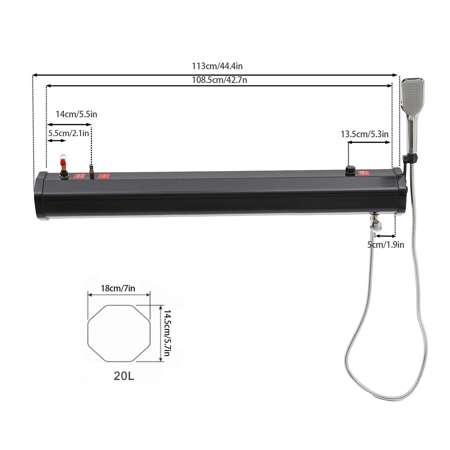 Outdoor 20L Capacity Activities Water Supply, Portable Roof Mount Water Tank Road Shower for Camping SUV Truck Car Washing