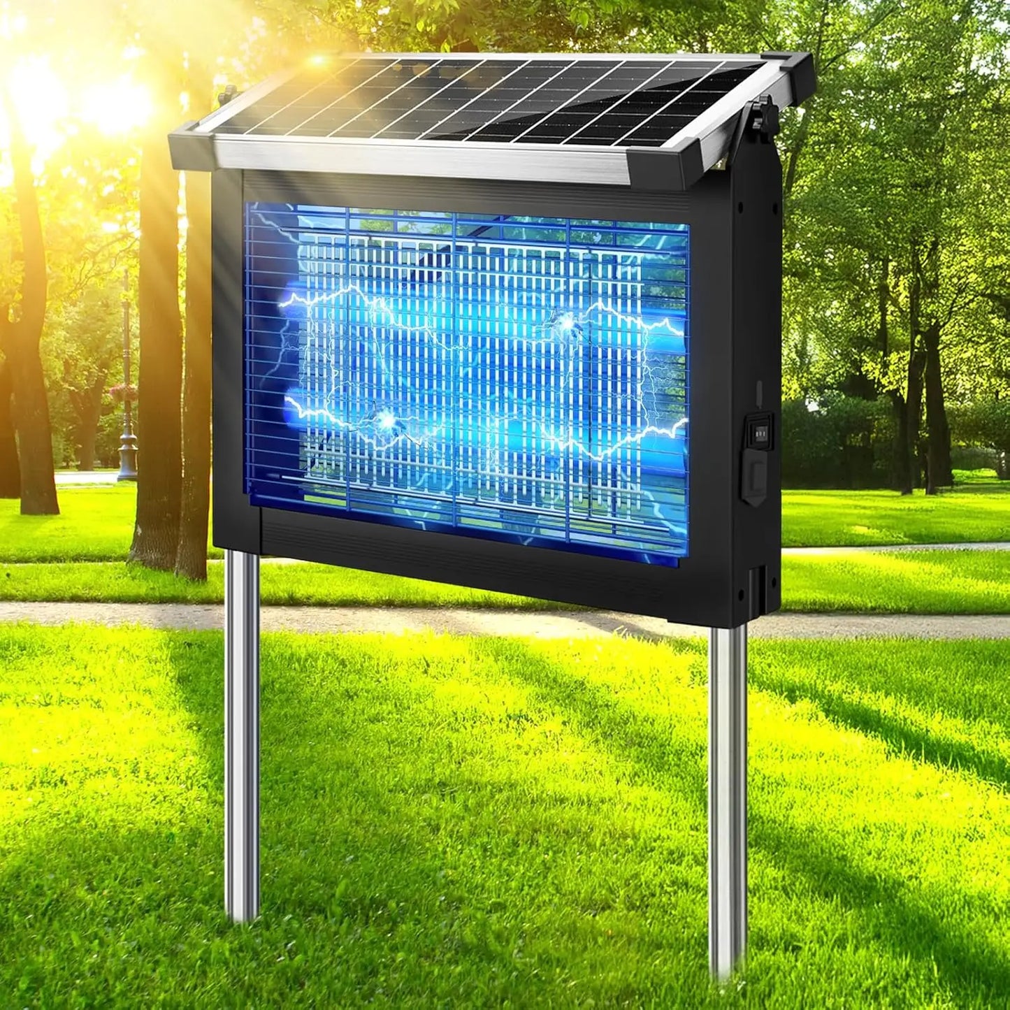 Solar Bug Zapper Outdoor 4500V Mosquito Killer with Panel Sensor