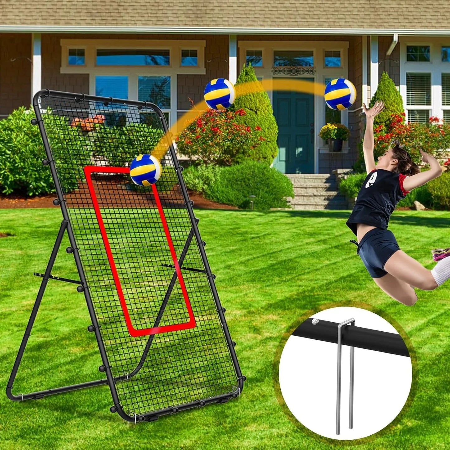 Adjustable Volleyball Net And MultiSport Rebounder For Practice