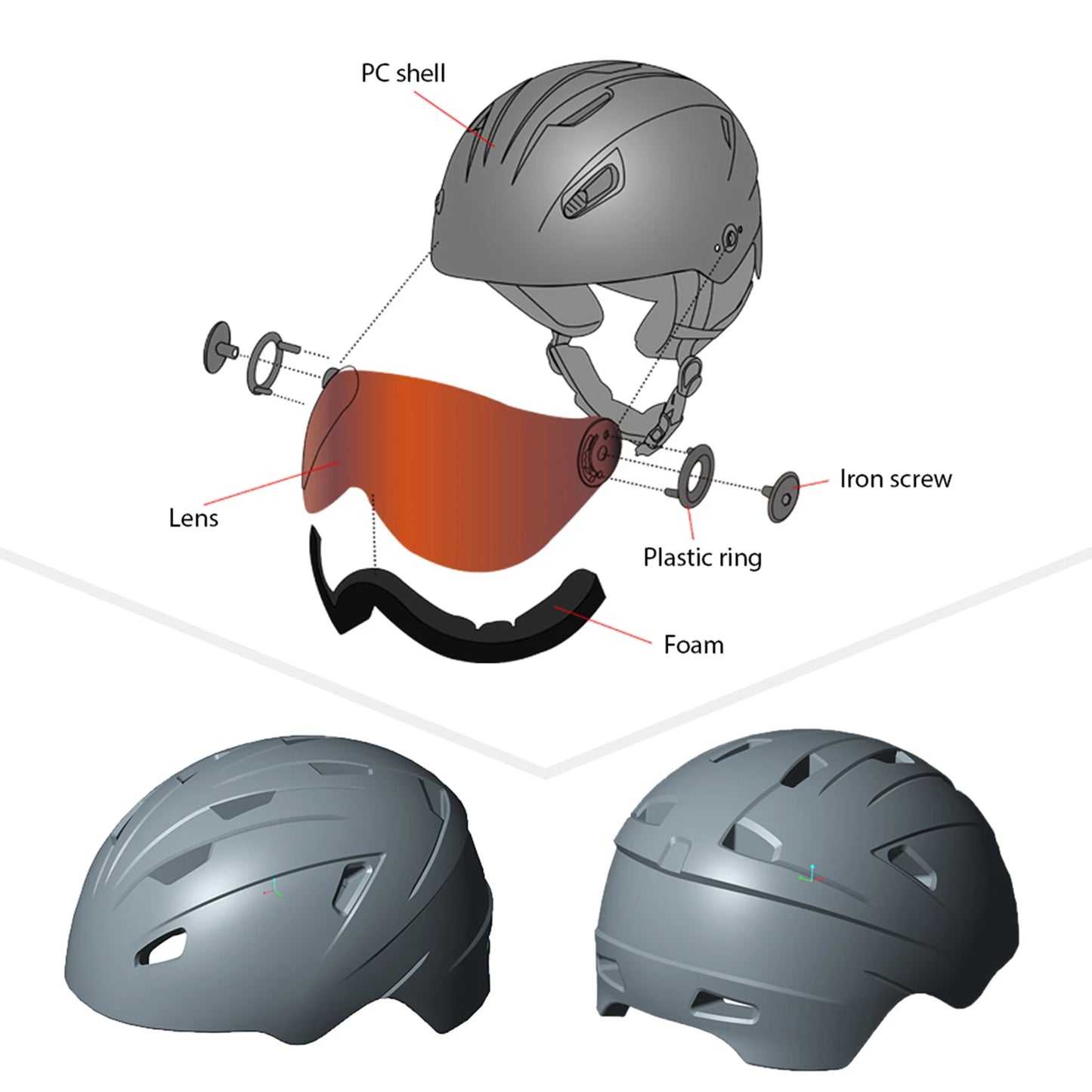 Snow Sport Helmet With Removable Liner And Ear Pads