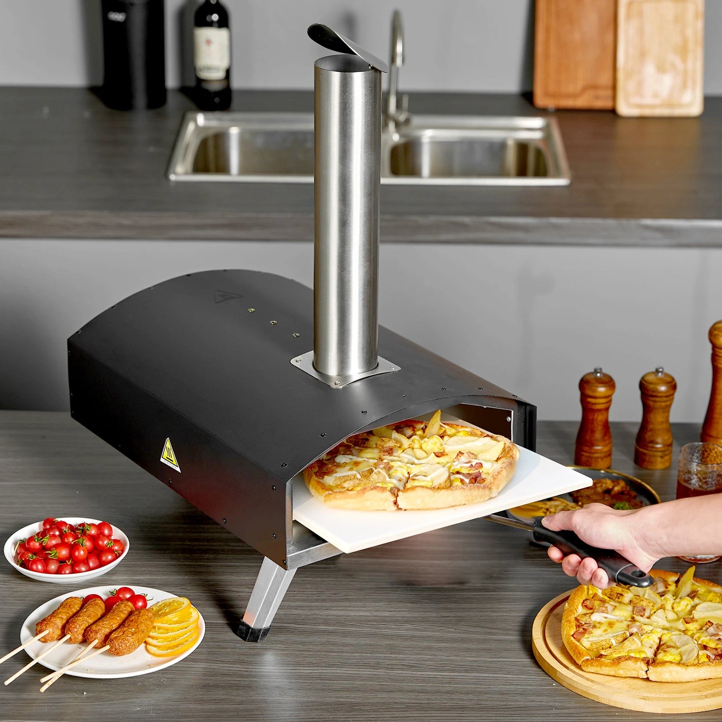 SucceBuy Portable Outdoor Charcoal Pizza Oven Grill