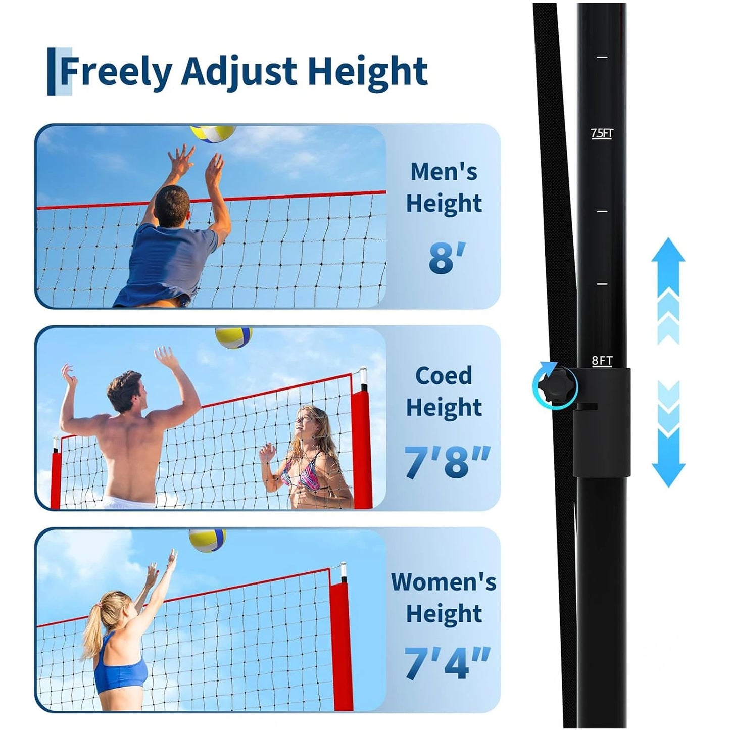 HiMISS Volleyball Practice Net Adjustable Height Training Equipment
