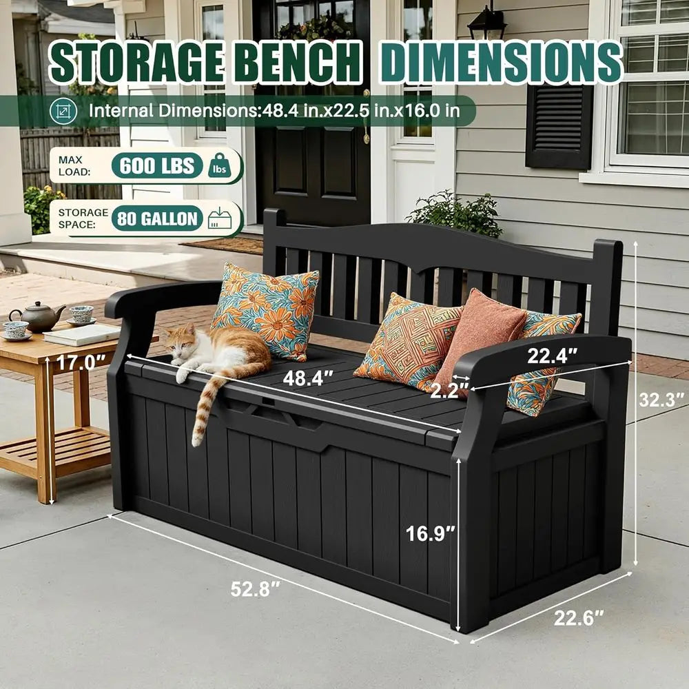 Devoko 80 Gallon Storage Bench Deck Box Lockable or Patio urniture, Garden Decor and Outdoor Seating or Cushions, Garden Tools a