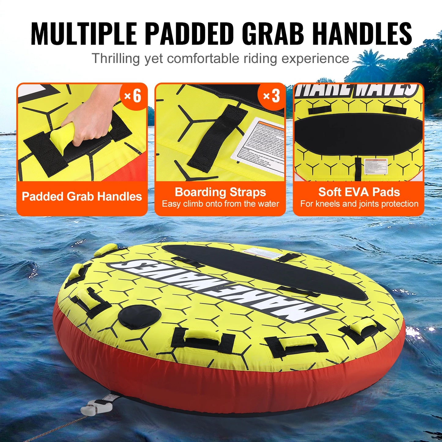 SucceBuy Towable Tube for Boating 1-3 People Water Sports