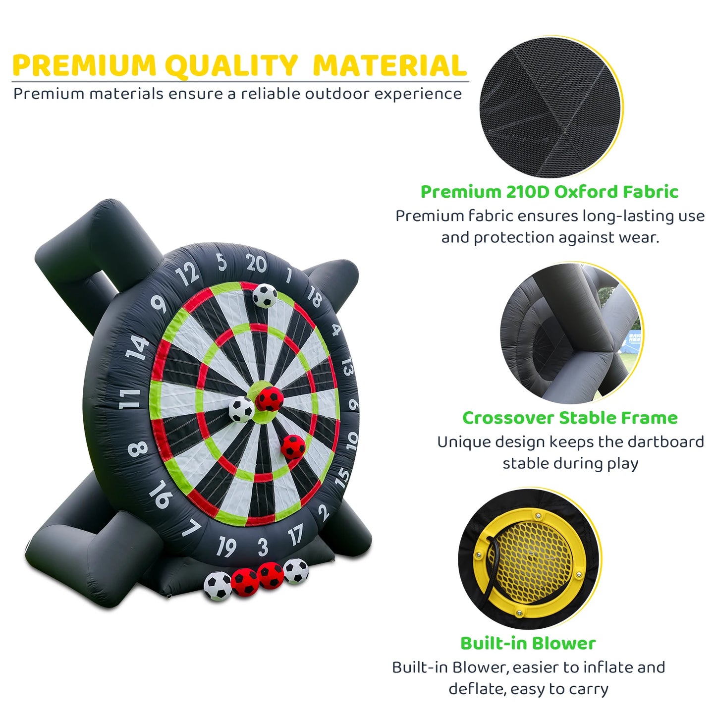 RTS Inflatable Outdoor Soccer Golf Darts Board Set