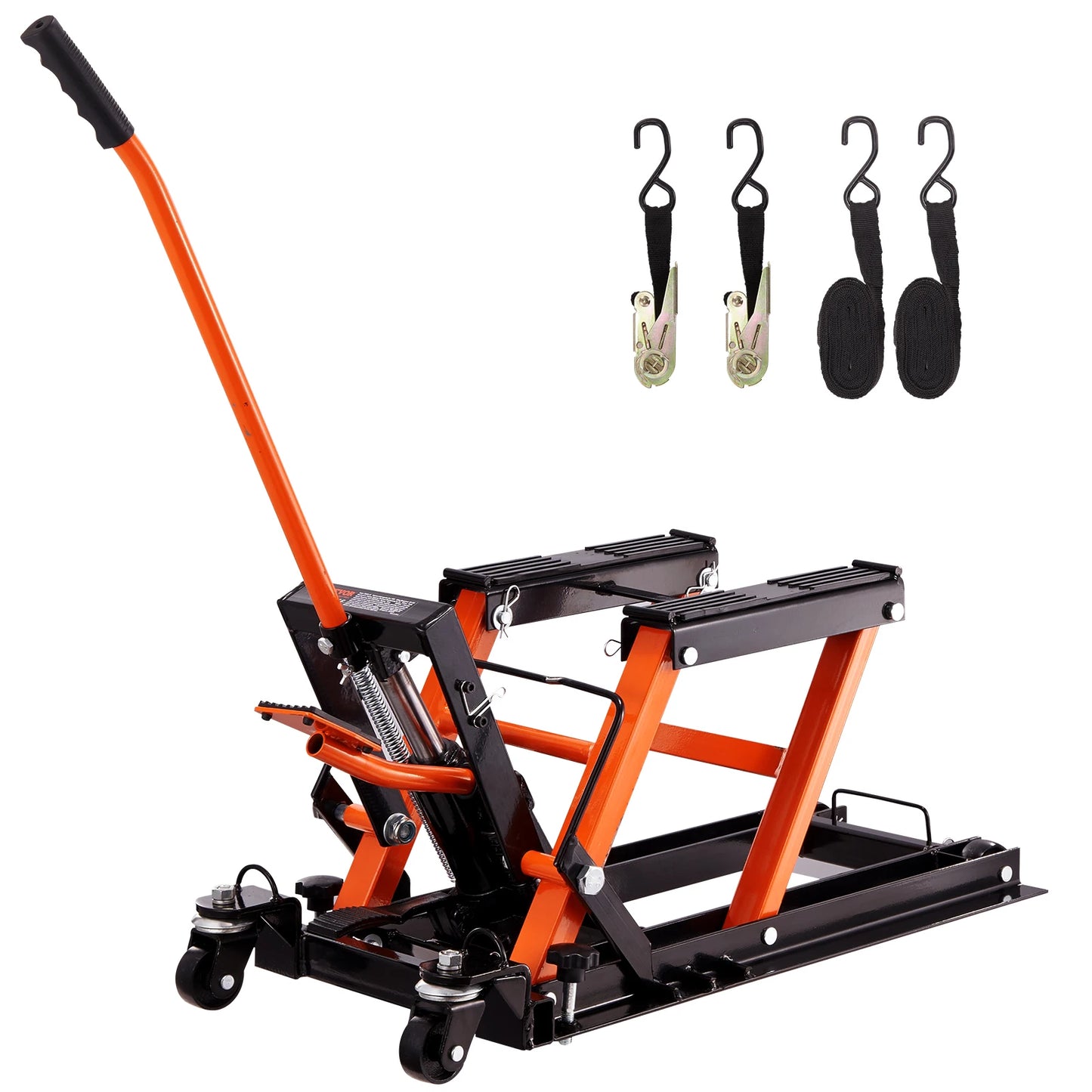SucceBuy 1500 LBS Steel Hydraulic Motorcycle Jack Stand ATV Scissor Lift Jack Scissor Lift Jack Stand with 4 Wheels for ATV UTVs